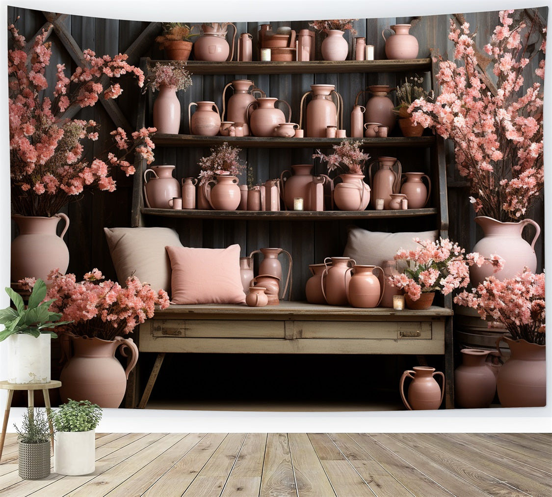 Kirschblüte Vintage Rosa Töpferei Herbst Hintergrund BRP9-193
