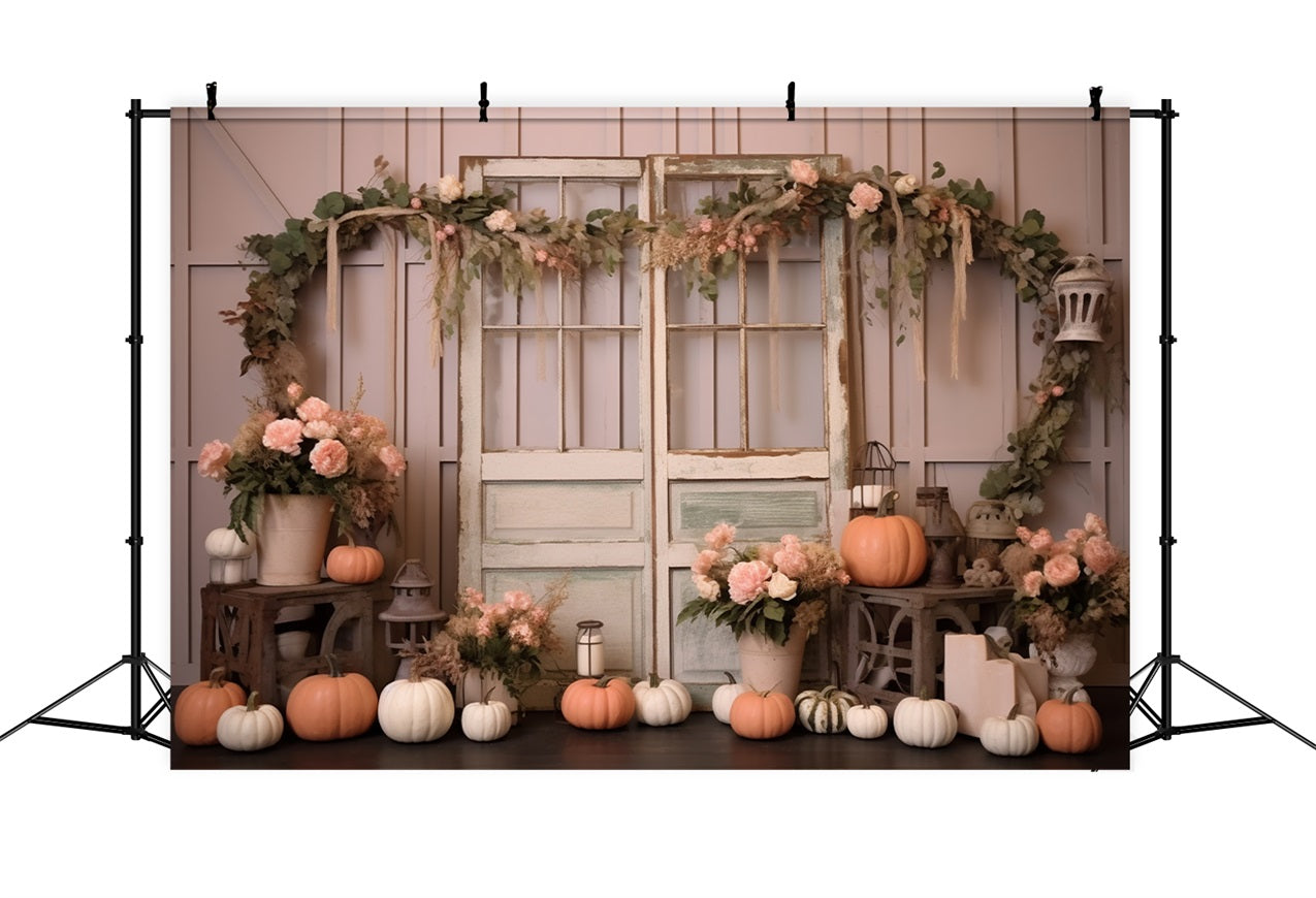 Eleganter pastellfarbener Kürbis mit Blumenschmuck für Fenster BRP9-198