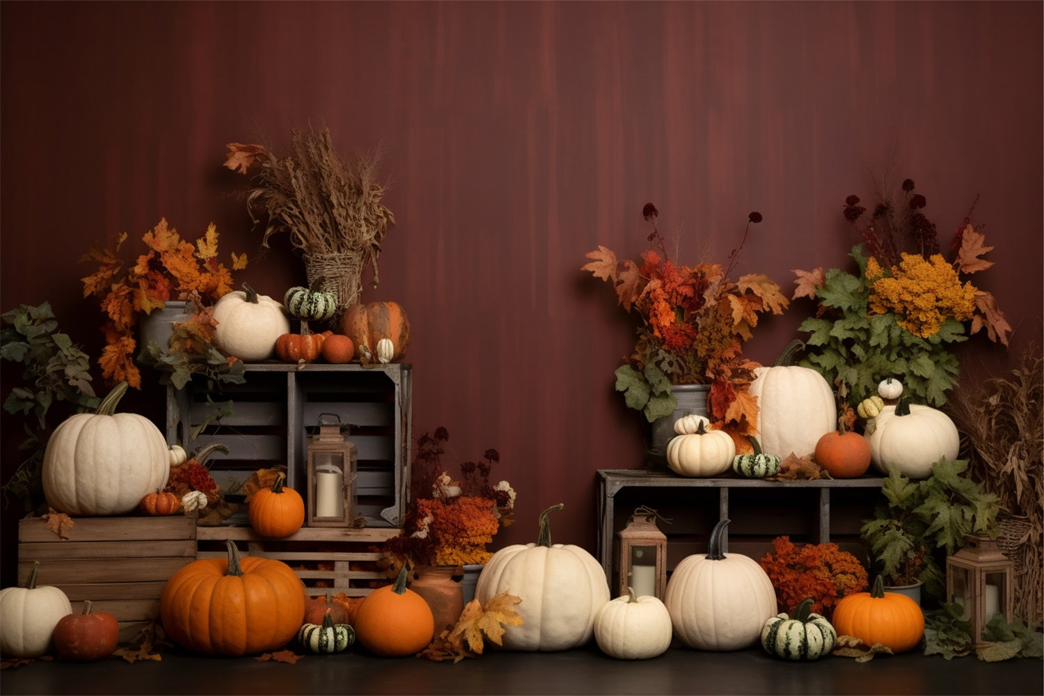 Herbst Ernte Display Kürbisse Laternen Backdrop BRP9-203