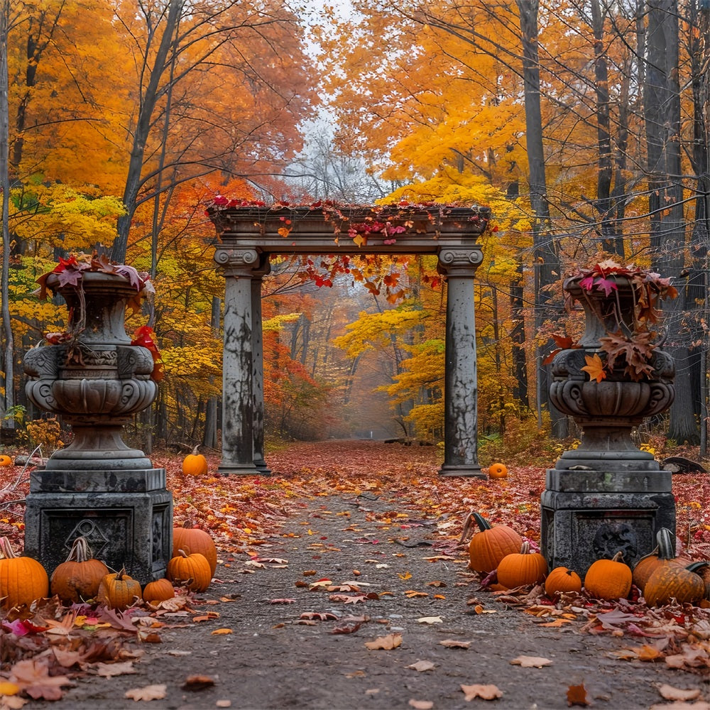 Verwunschener Herbstwald Steinsäulen Hintergrund BRP9-208