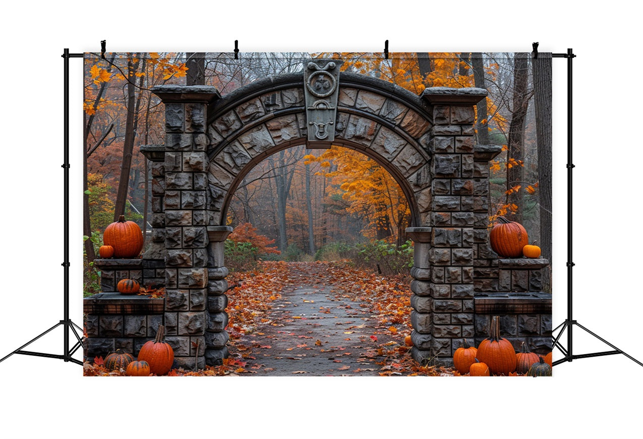 Uralter Steinbogen Kürbis Herbstszene Hintergrund BRP9-209