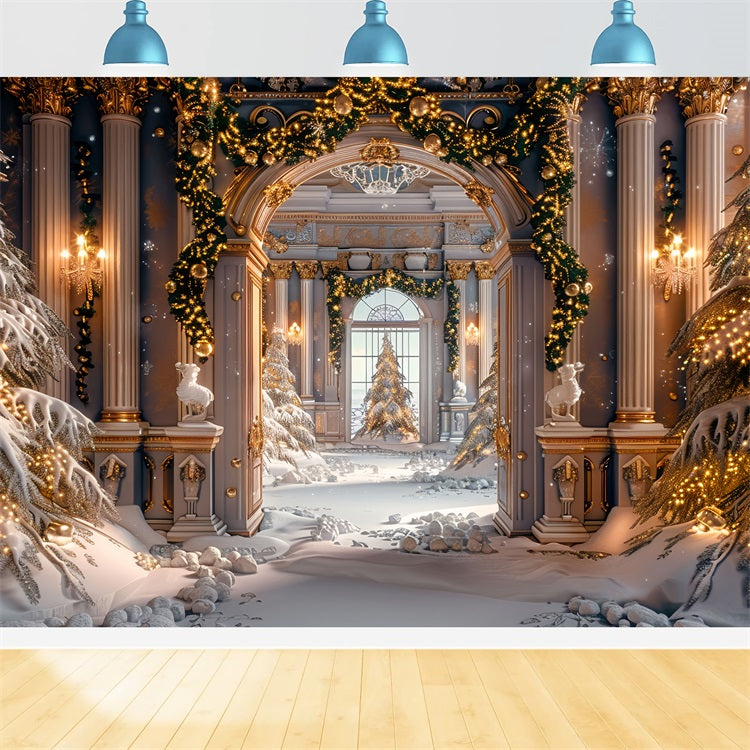 Luxuriöse goldene Winterbogen-Wunderland-Kulisse BRP9-255