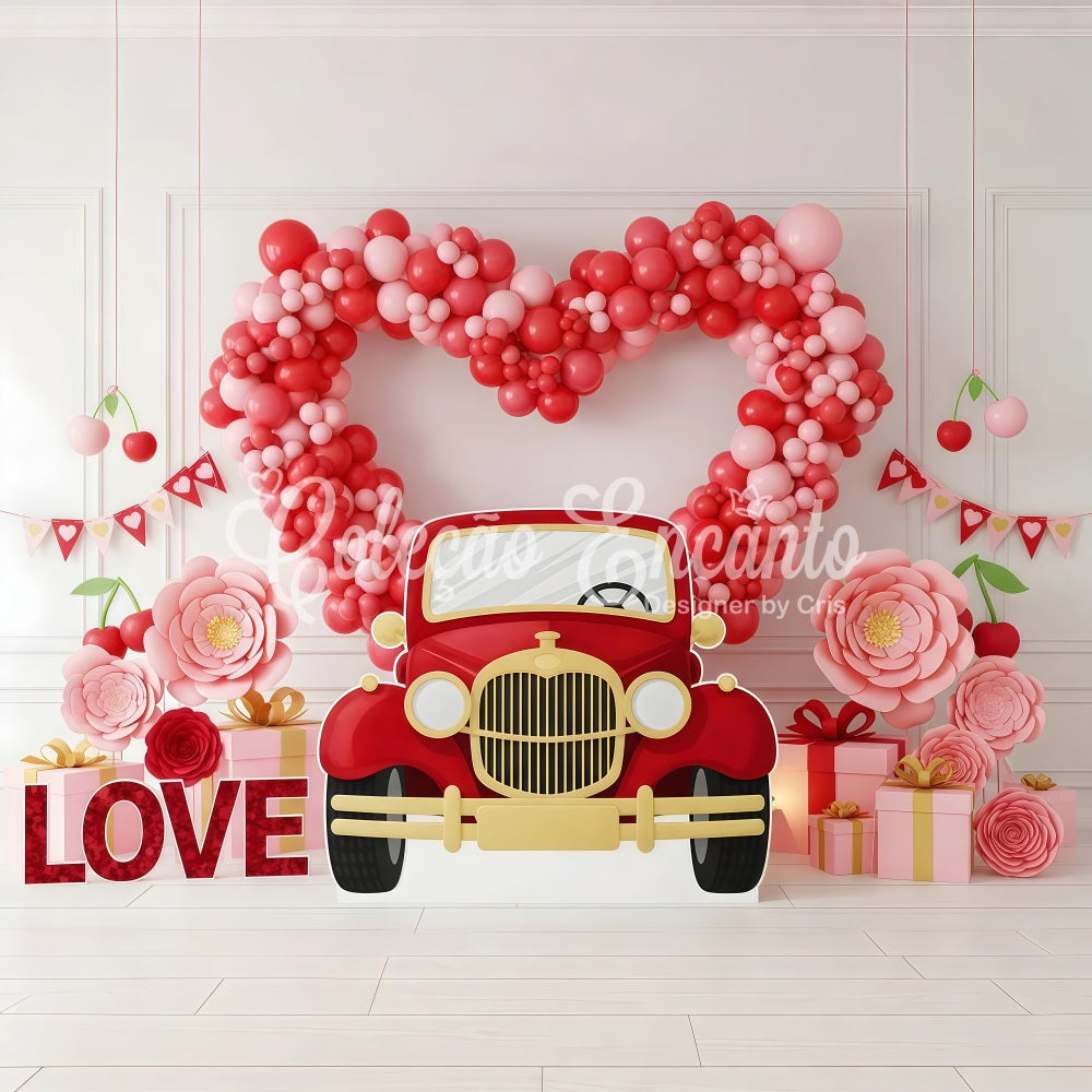 Valentinstag-Fotokulisse Vintage-Auto-Liebesdisplay Valentinstag-Kulissen von Magali