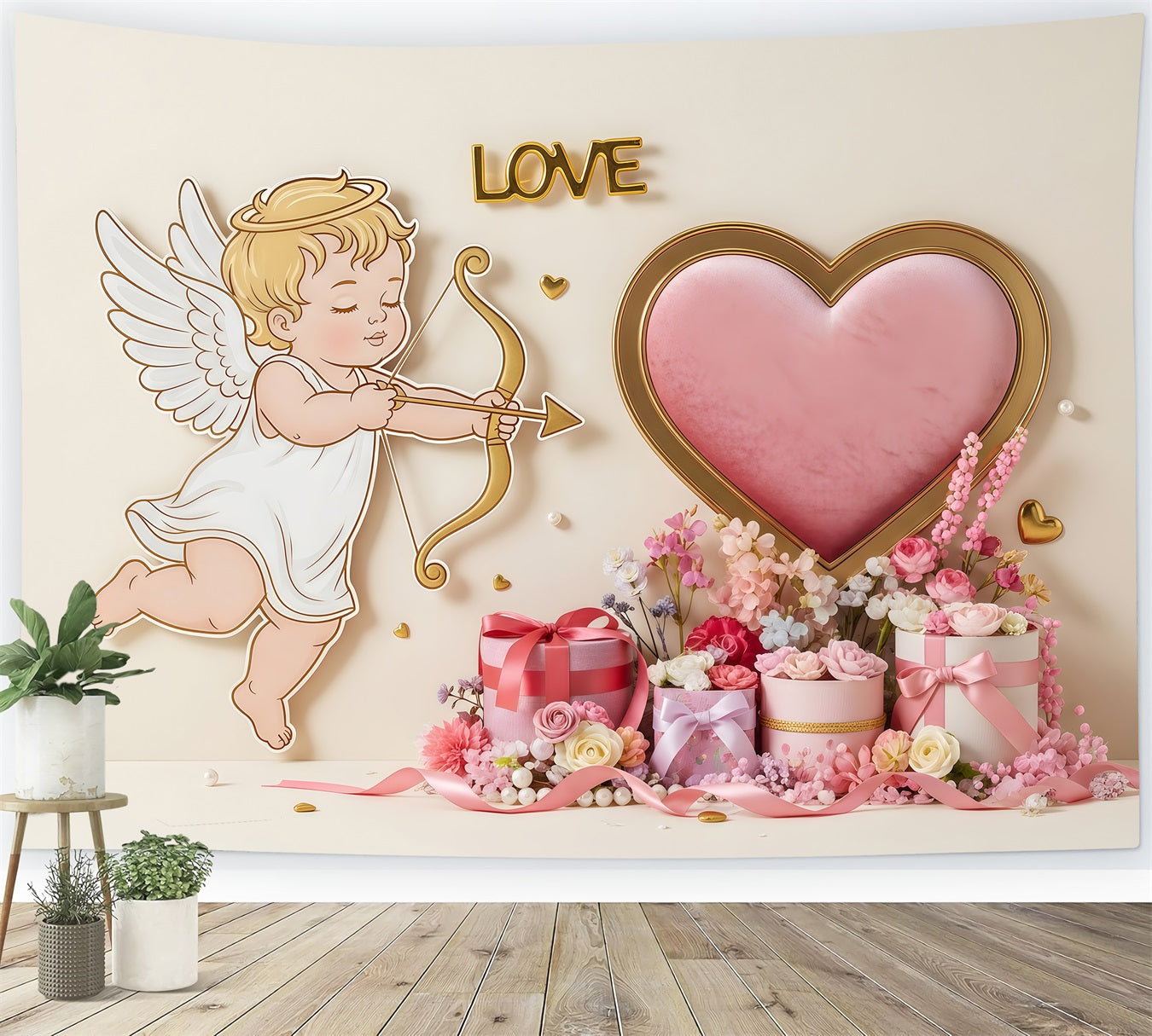 Valentinstag-Hintergrund Cupid Herz Geschenk Garten Valentinstag Herzen Hintergrund Von Magali