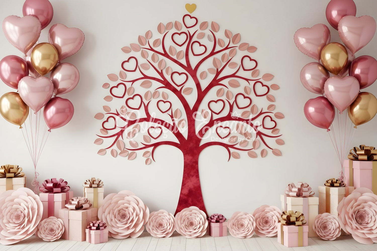 Valentinstag-Hintergrund Herzbaum-Geschenkauslage Valentinstag-Hintergrund Von Magali
