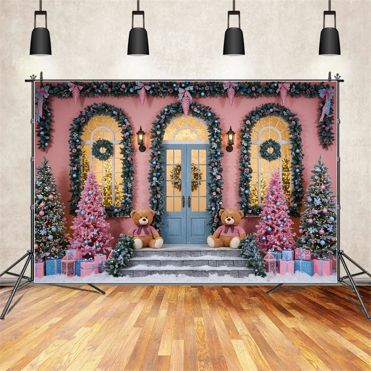 Weihnachten Fotokulissen Teddybär Weihnachtsbaum Kulisse CEM5-15