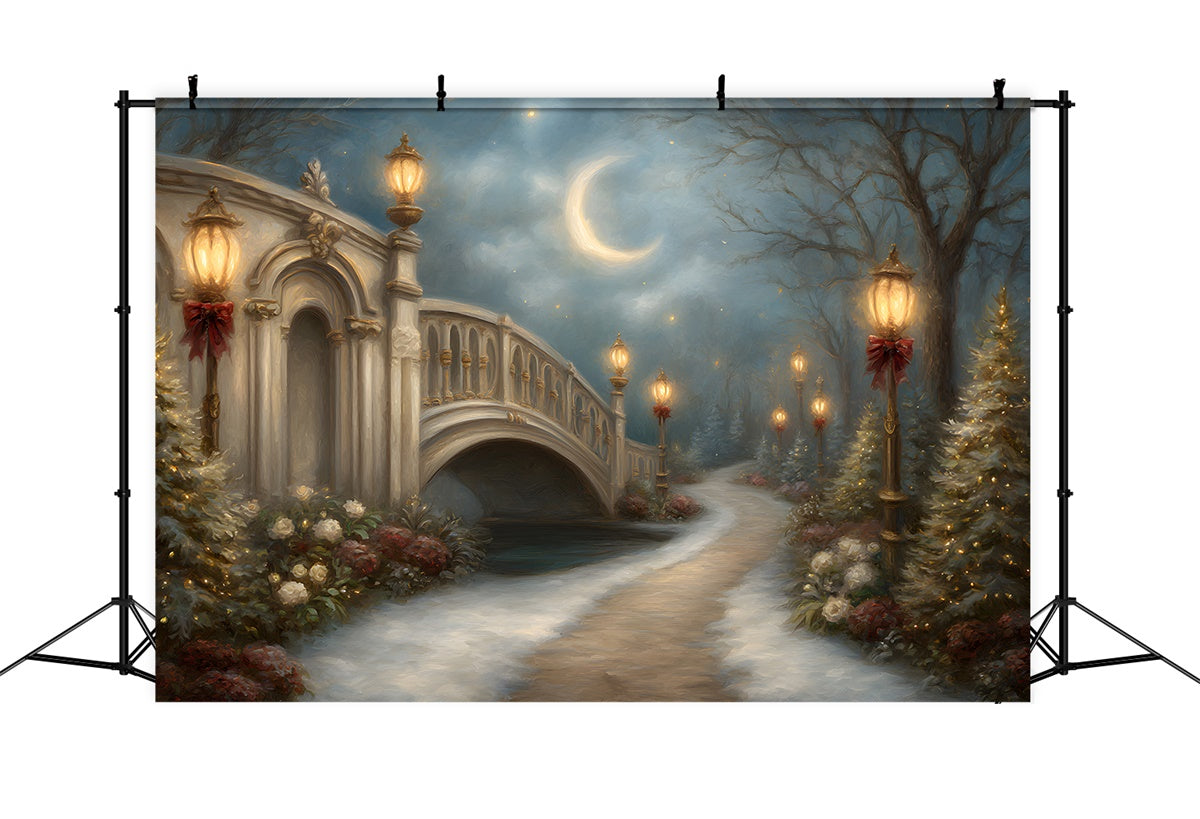 Weihnachten Backdrops Urlaub Brücke Laterne Mond Backdrop CEM5-21