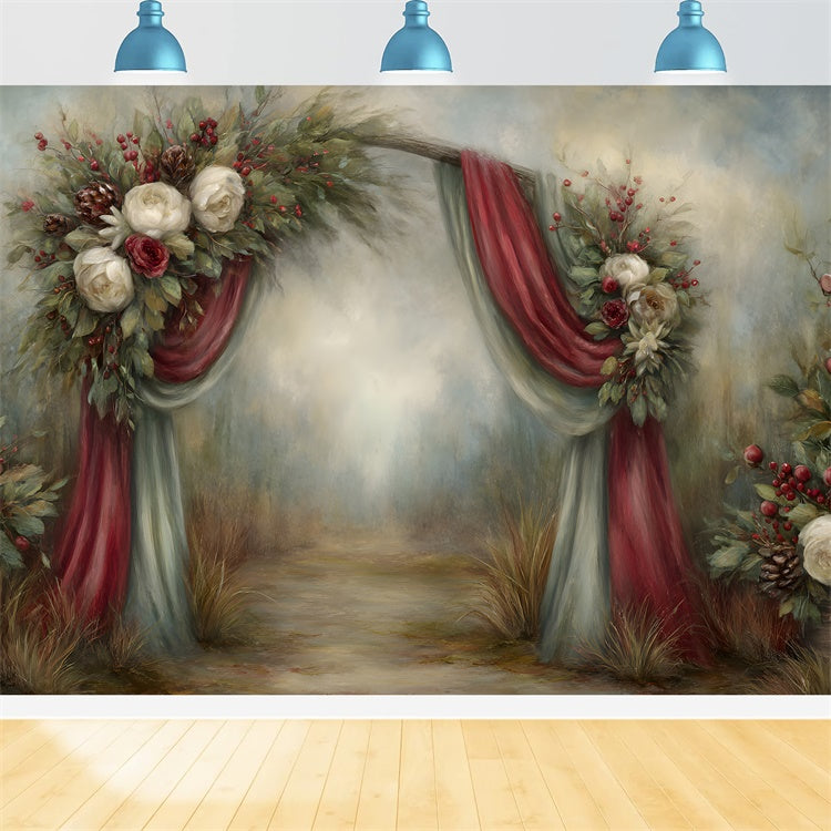 Weihnachten Backdrop Rustic Holiday Floral Archway Backdrop CEM5-24
