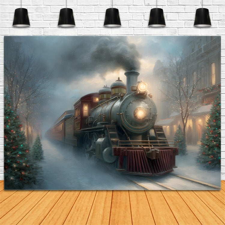 Weihnachten Backdrops Weihnachten Straße Dampfzug Backdrop CEM5-29