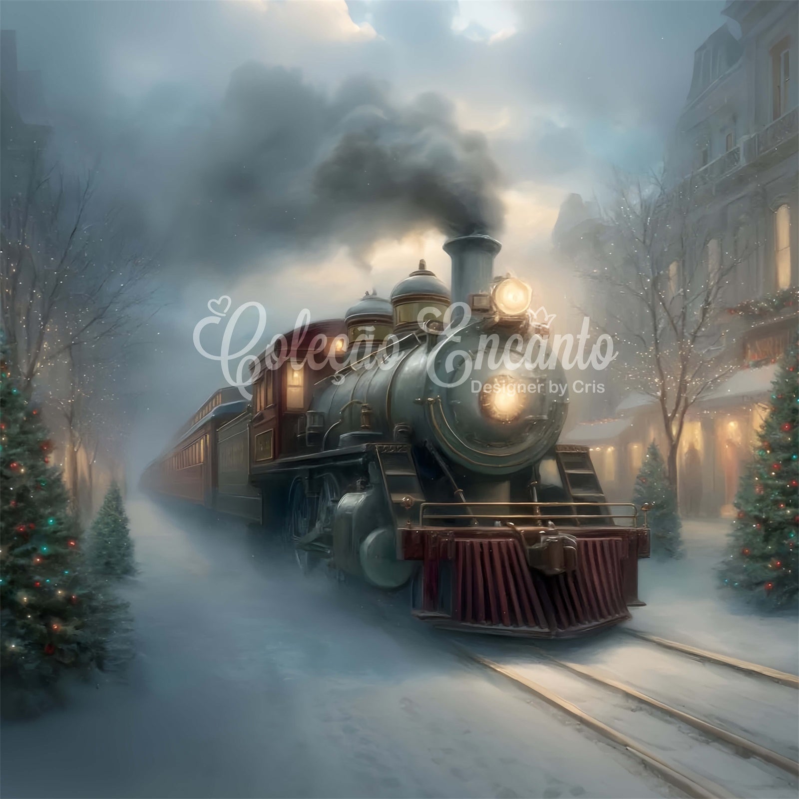 Weihnachten Backdrops Weihnachten Straße Dampfzug Backdrop CEM5-29