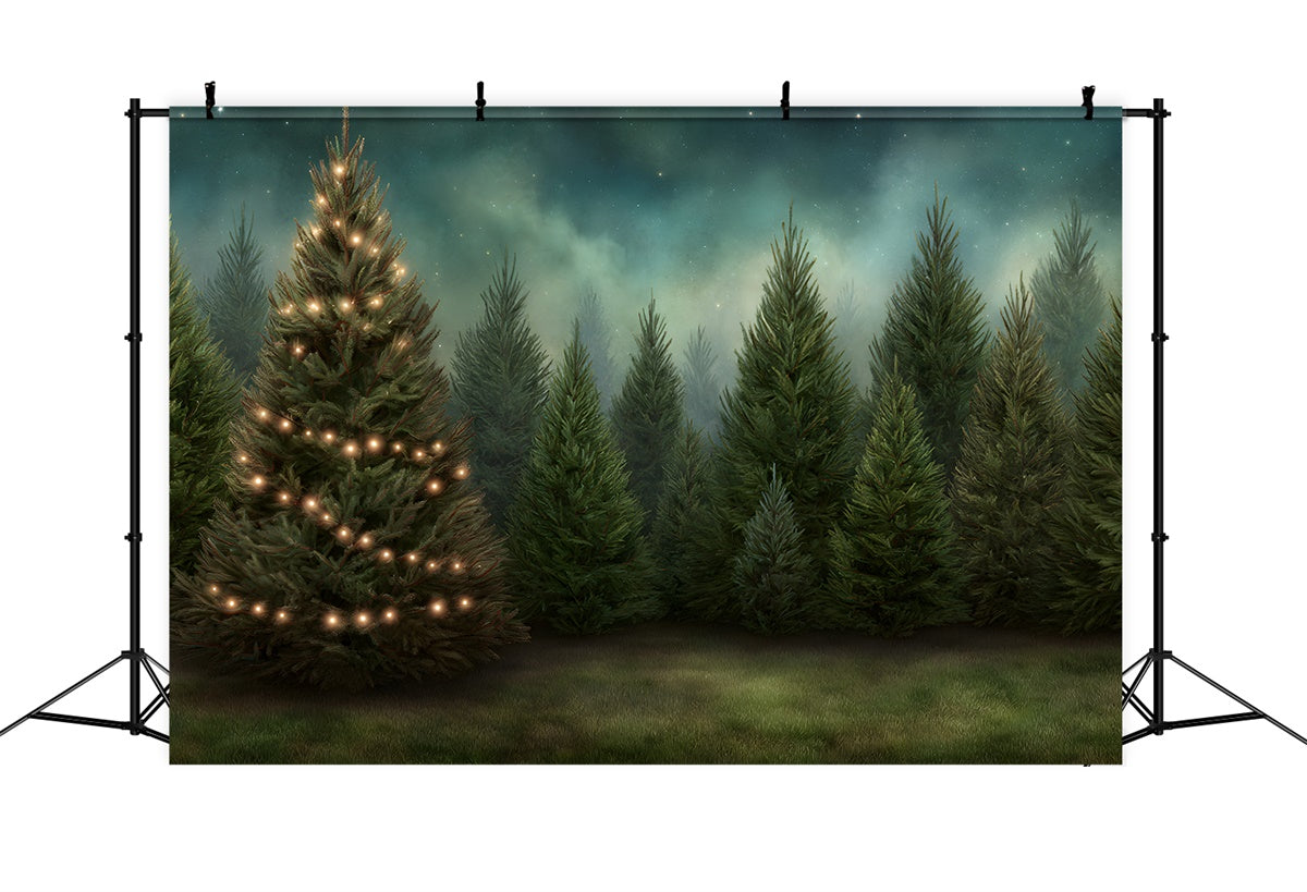 Weihnachtsbaum Backdrop Glitzernde Feiertage Tannenwald Backdrop CEM5-30