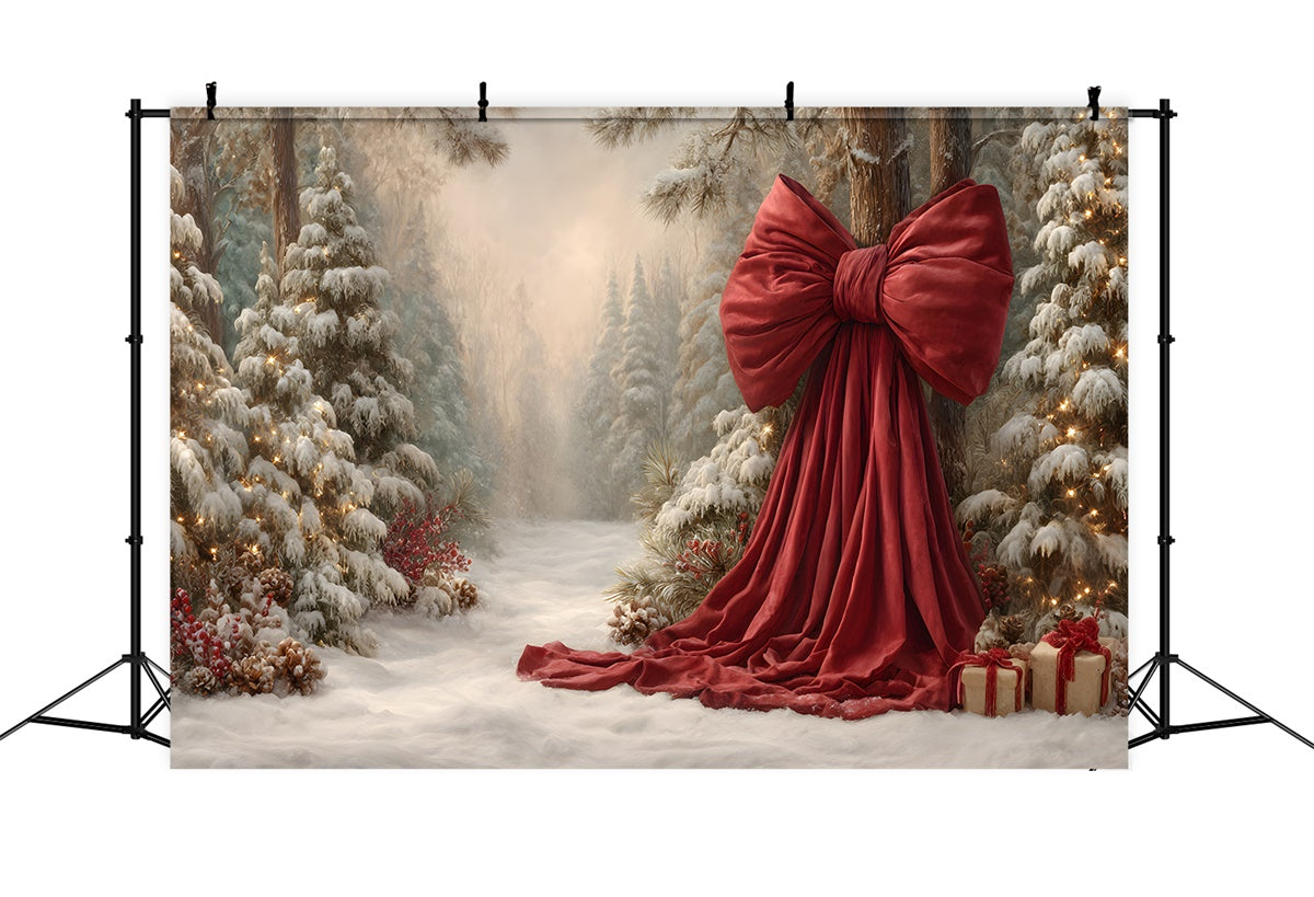 Weihnachtsbaum Backdrop Verschneiter Wald Holiday Bow Backdrop CEM5-33