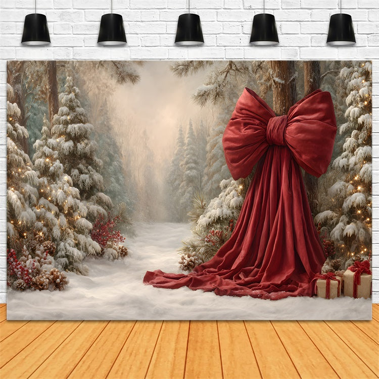 Weihnachtsbaum Backdrop Verschneiter Wald Holiday Bow Backdrop CEM5-33