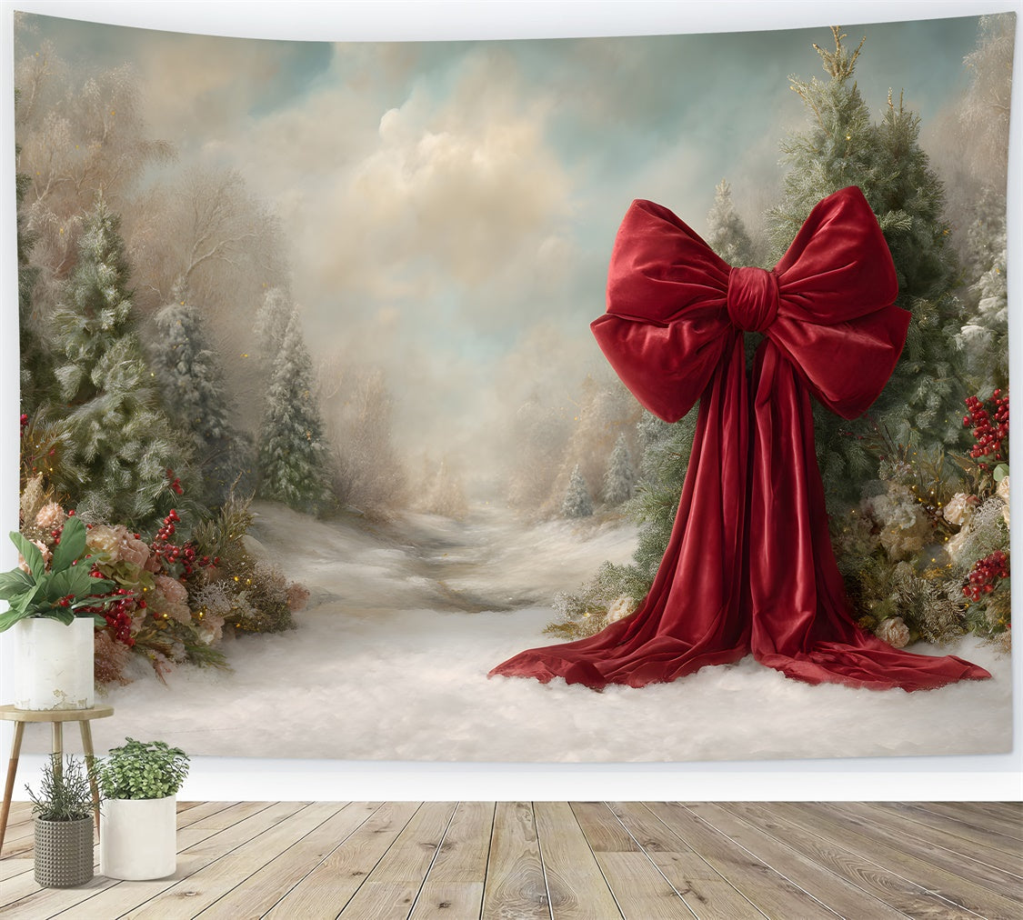 Weihnachten Fotografie Backdrops Winter Kiefern Schnee Pfad Backdrop CEM5-34