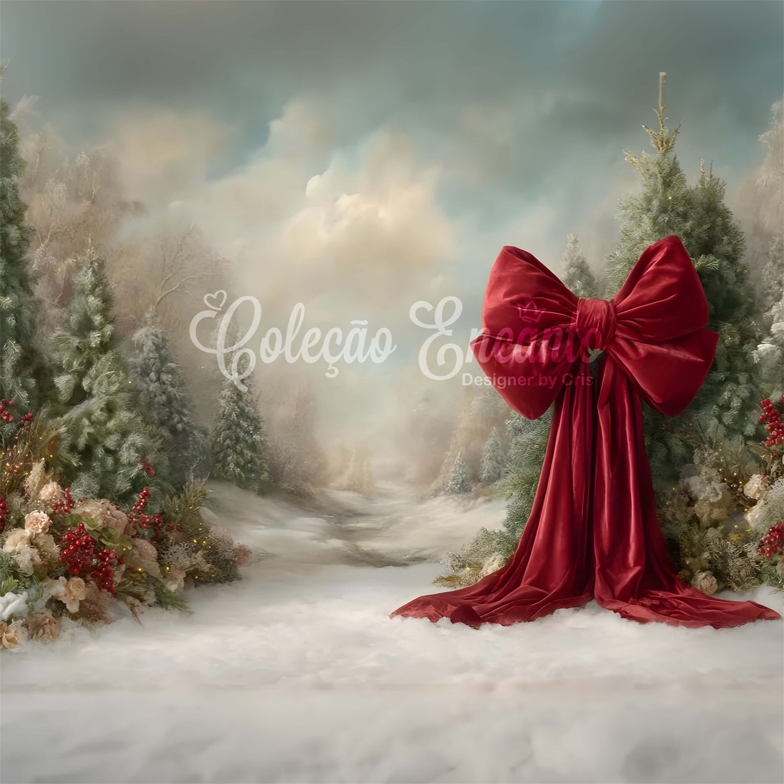Weihnachten Fotografie Backdrops Winter Kiefern Schnee Pfad Backdrop CEM5-34