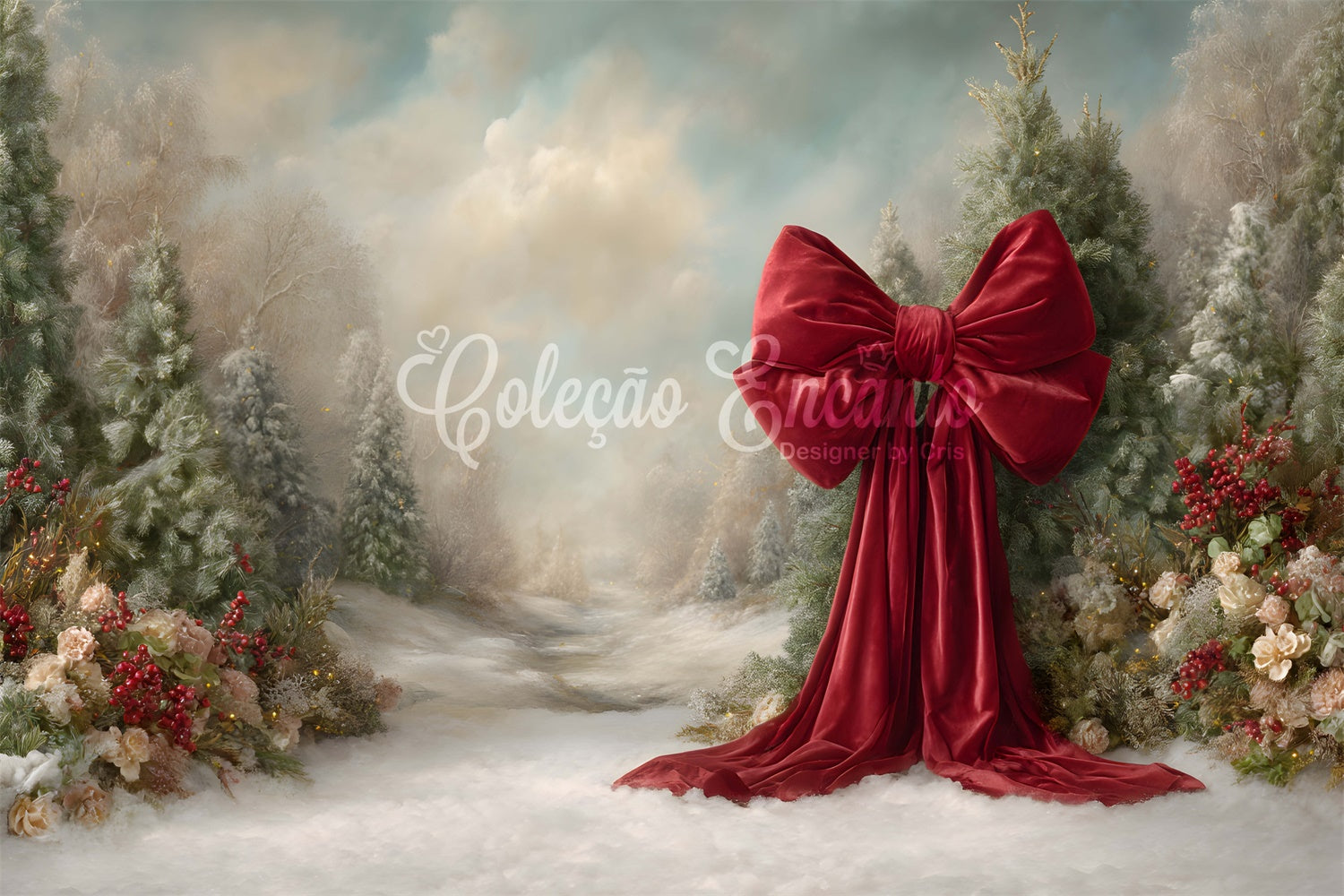 Weihnachten Fotografie Backdrops Winter Kiefern Schnee Pfad Backdrop CEM5-34