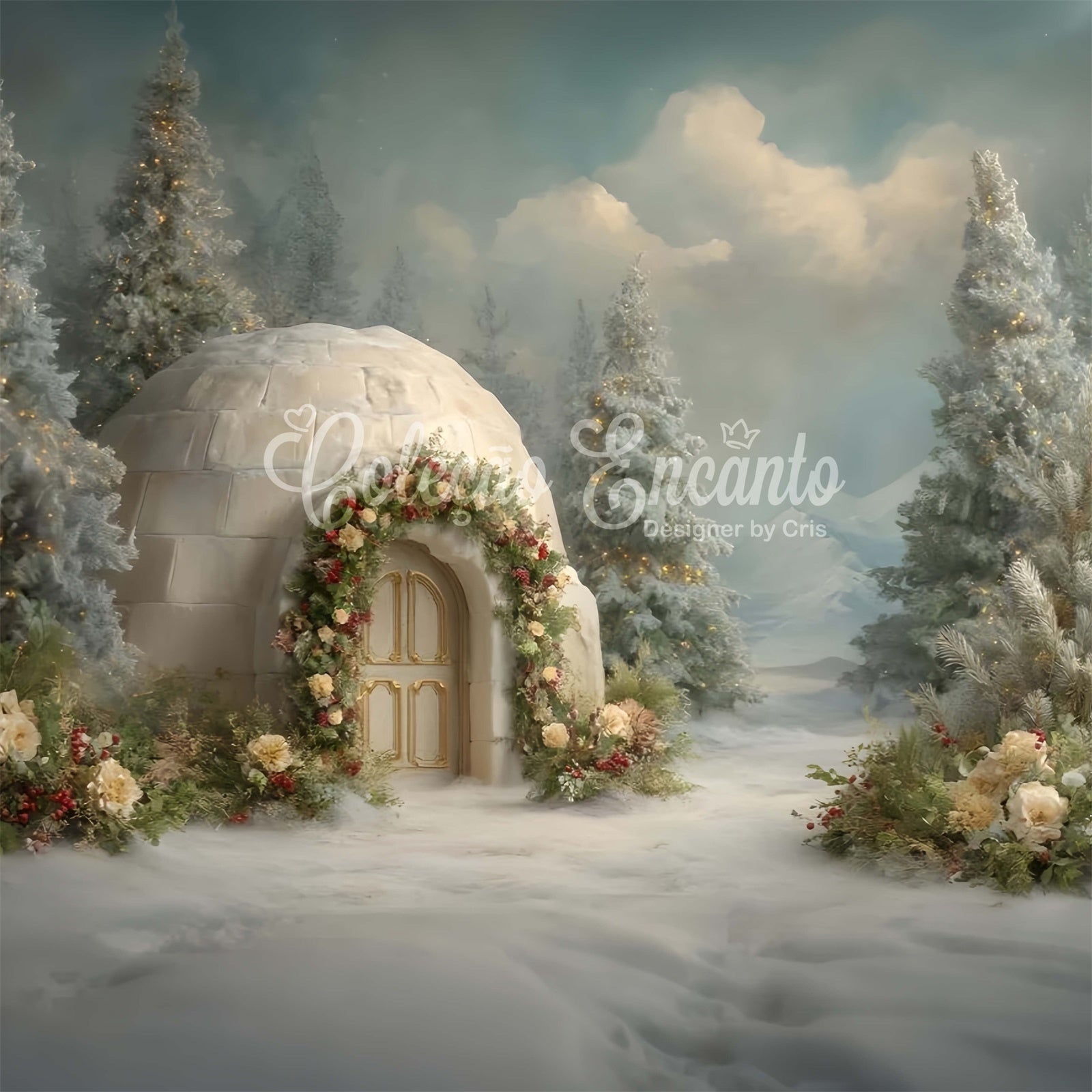 Weihnachten Backdrops Verkauf Schnee Haus Urlaub Girlande Backdrop CEM5-35