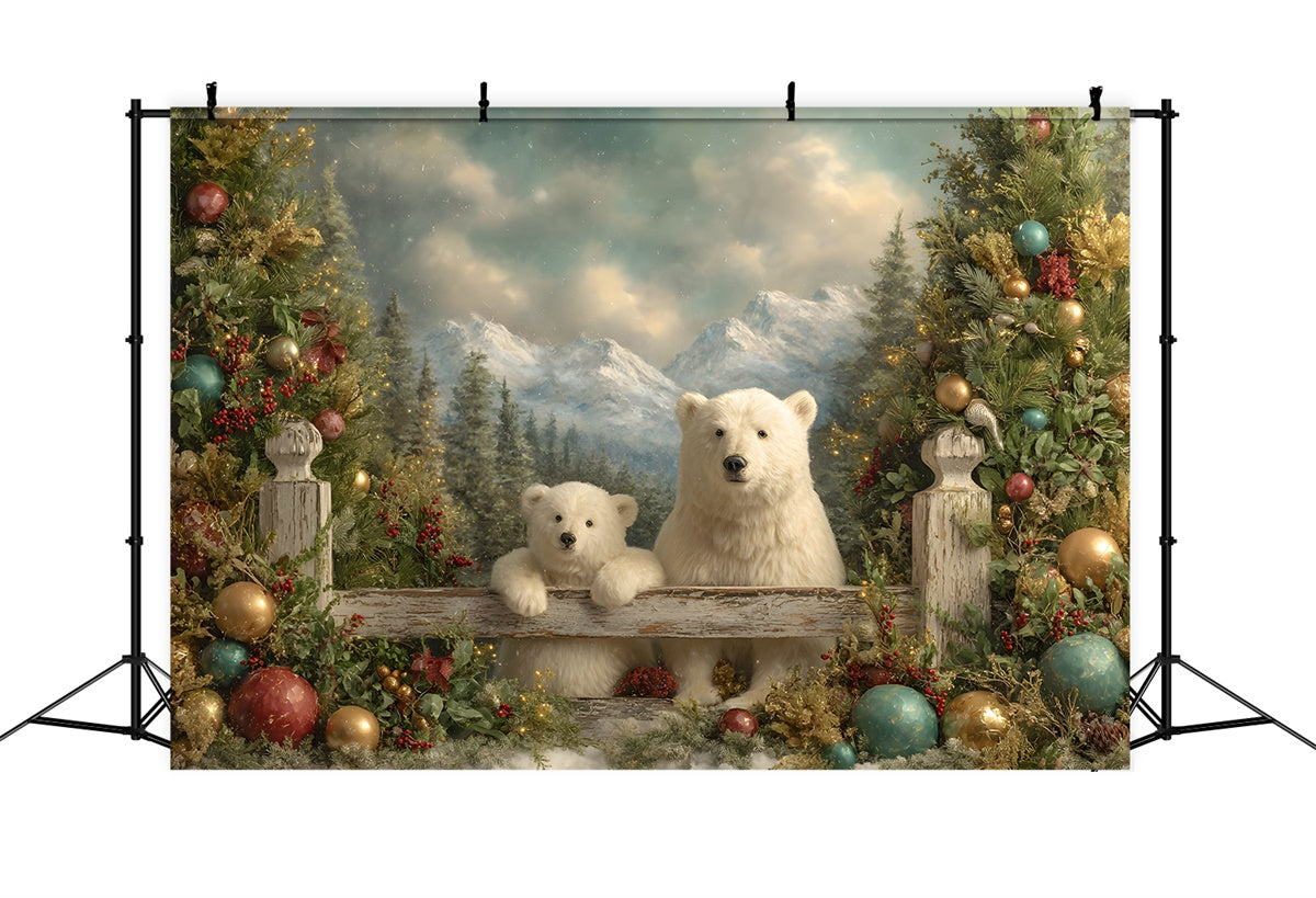 Weihnachten Backdrop Ideen Eisbären Bergblick Backdrop CEM5-36