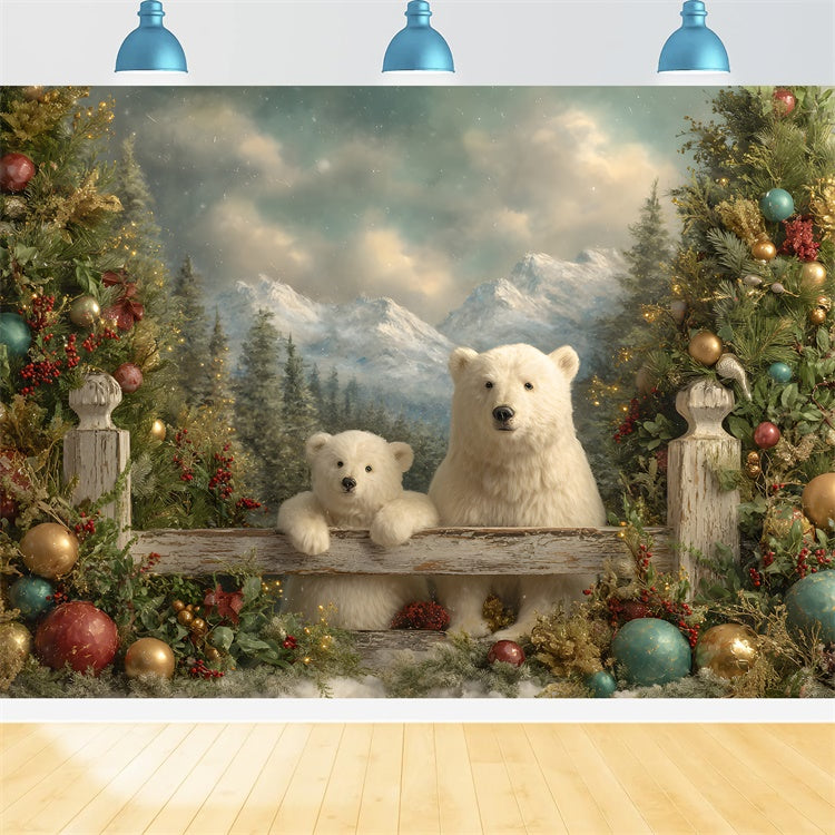 Weihnachten Backdrop Ideen Eisbären Bergblick Backdrop CEM5-36