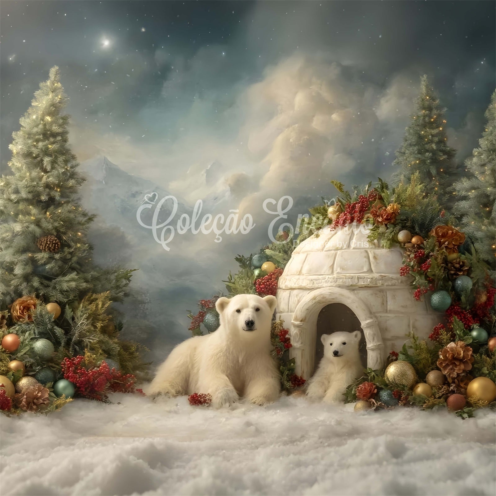 Weihnachten Fotokulisse Eisbär Weihnachten Iglu Kulisse CEM5-37