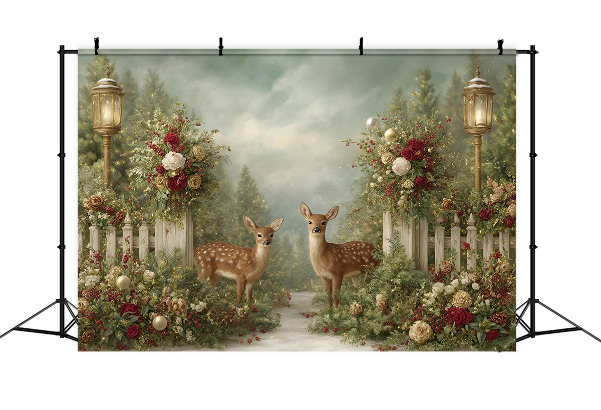 Weihnachten Backdrops Verkauf Winter Rentier Rose Decor Backdrop CEM5-39