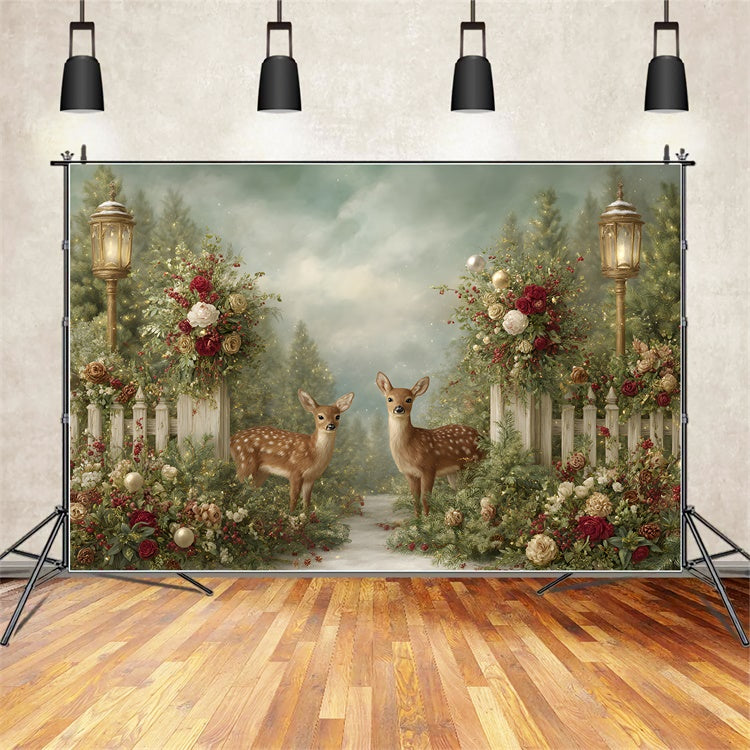Weihnachten Backdrops Verkauf Winter Rentier Rose Decor Backdrop CEM5-39