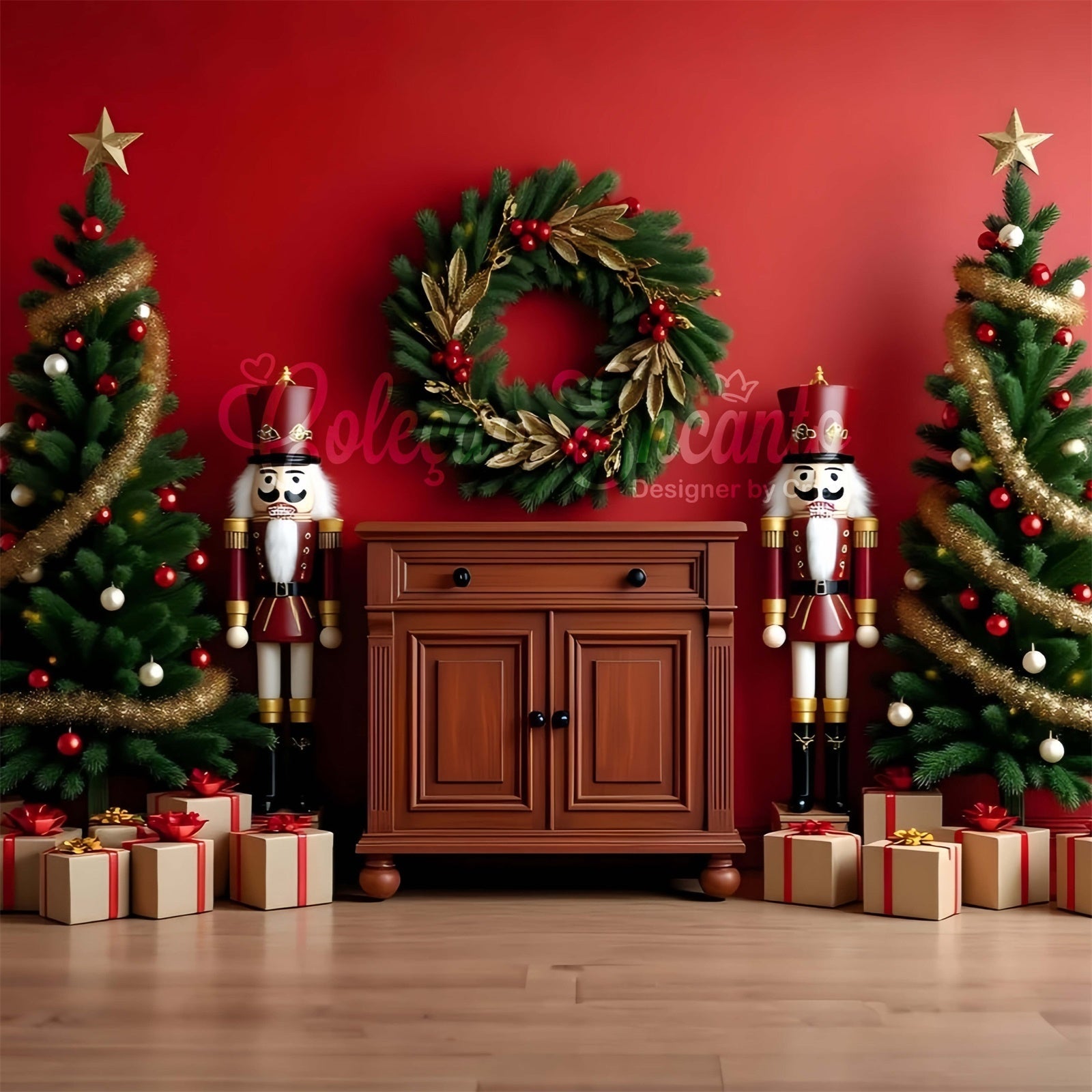 Xmas Backdrops Zwillingsbaum Nussknacker Feier Backdrop CEM5-67