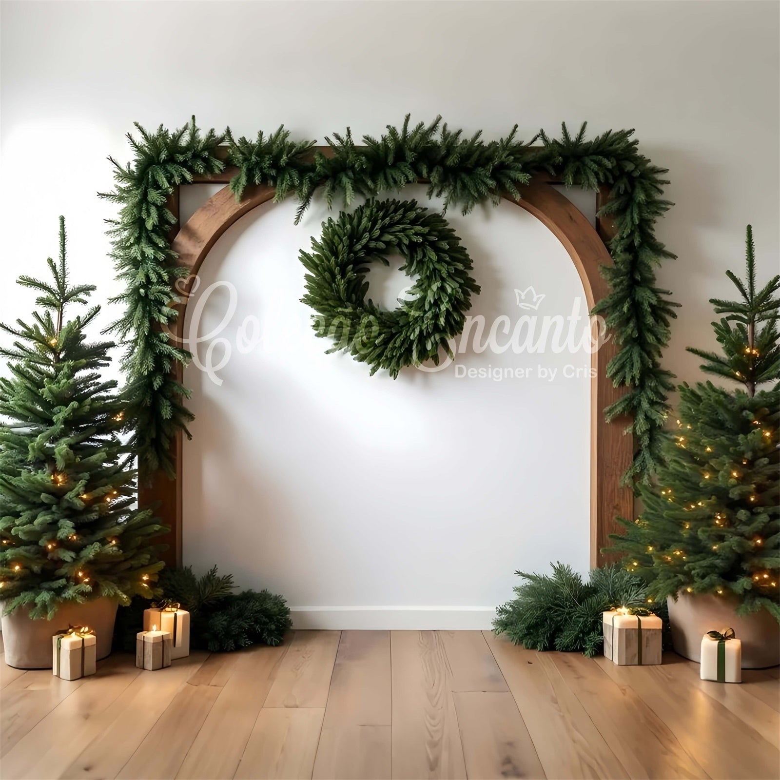 Weihnachten Backdrop Ideen Immergrün Bogen Girlande Backdrop CEM5-71