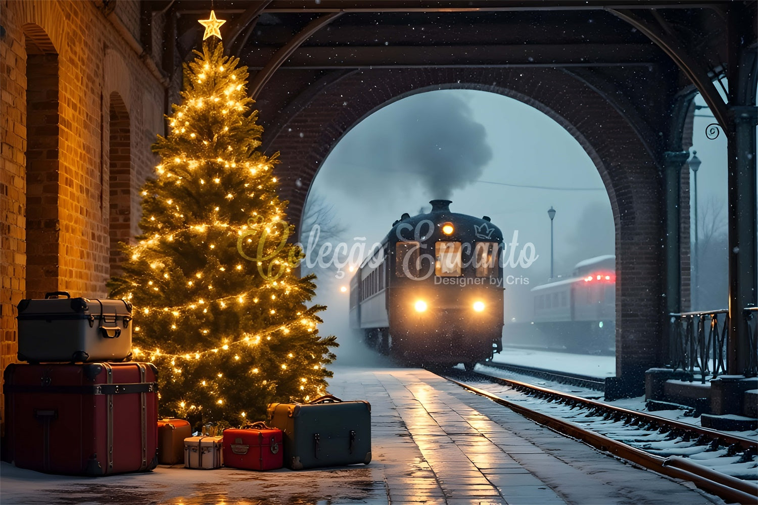 Weihnachten Backdrops Verkauf Schnee Zugfahrt Backdrop CEM5-73