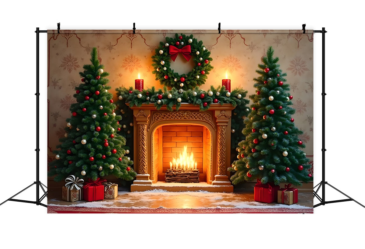 Weihnachten Kamin Backdrop Klassischer Kamin Kranz Backdrop CEM5-74