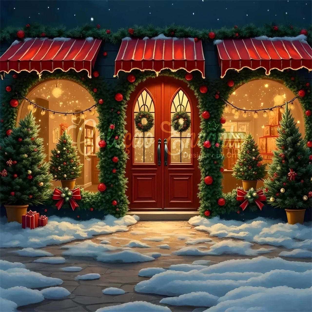 Weihnachten Backdrop Ornament Girlande Store Backdrop CEM5-75