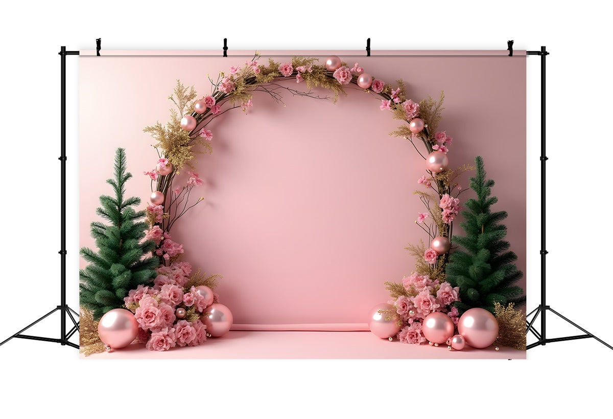 Professionelle Weihnachts-Hintergrundbilder Rosa Blumenbogen-Hintergrundbild CEM5-78