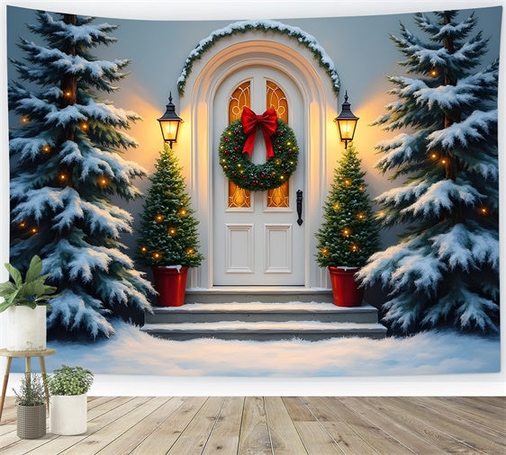 Weihnachtsfoto-Hintergrund Weißer Türkranz-Hintergrund CEM5-82