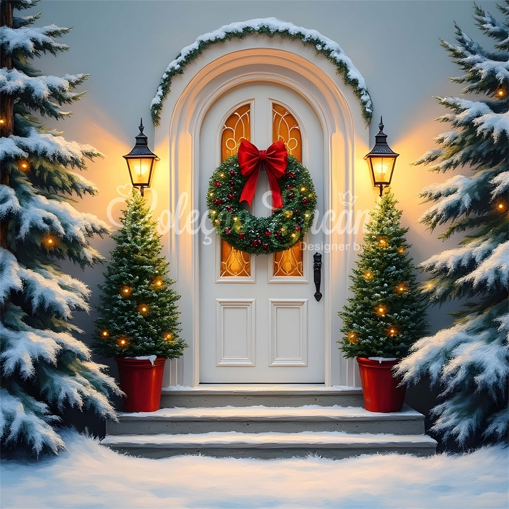 Weihnachtsfoto-Hintergrund Weißer Türkranz-Hintergrund CEM5-82