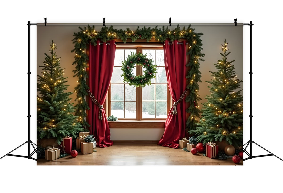Weihnachtsbaum Backdrop Vorhänge Urlaub Fenster Backdrop CEM5-87