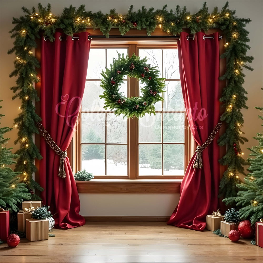Weihnachtsbaum Backdrop Vorhänge Urlaub Fenster Backdrop CEM5-87