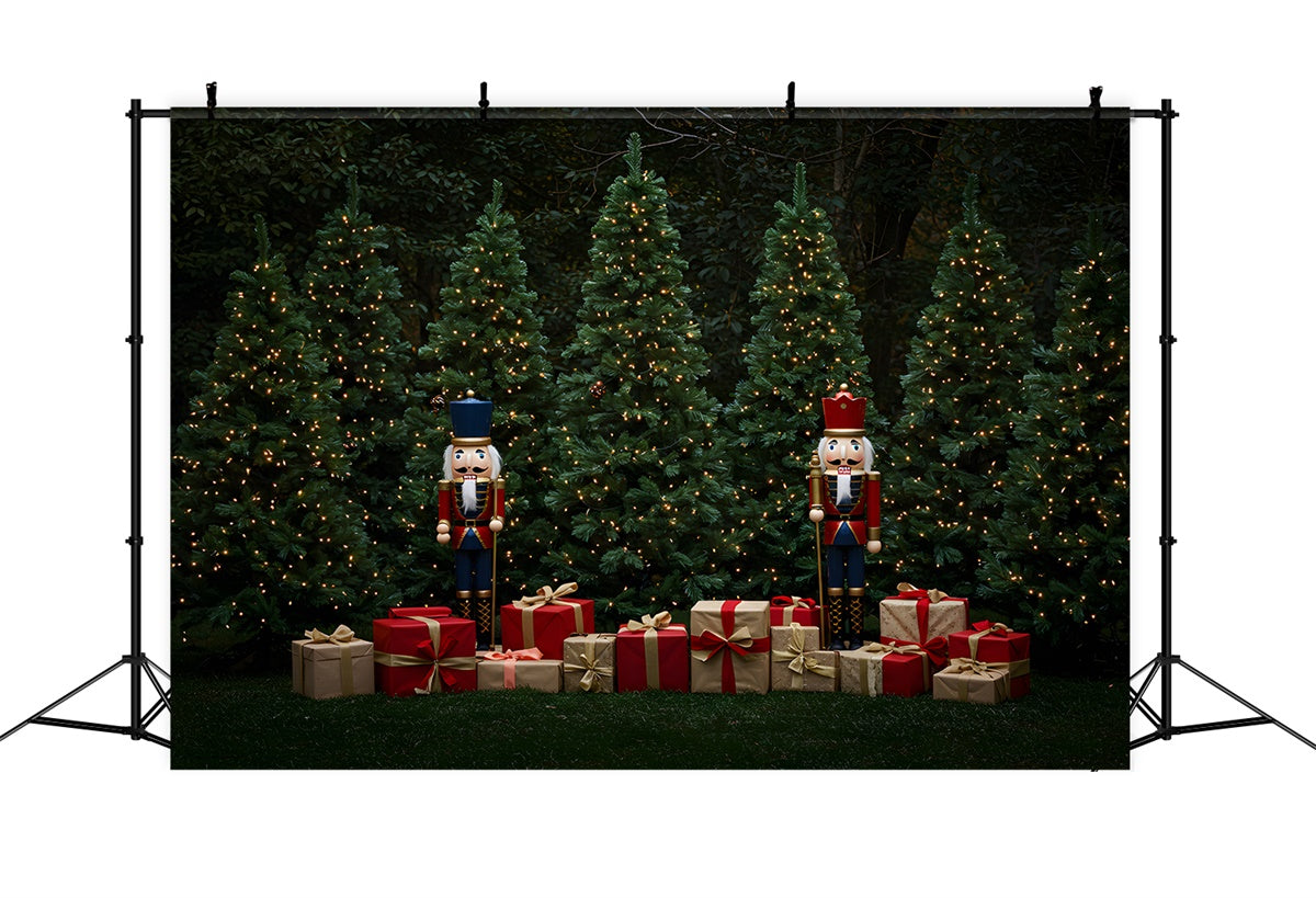 Weihnachtsbaum-Hintergrund Nussknacker Geschenk Funkelnde Bäume Hintergrund CEM5-9