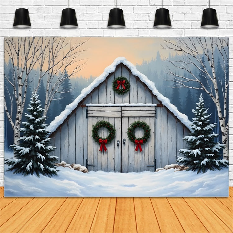 Weihnachtsbaum Bauernhof Backdrop Scheunentür Rustikale Backdrop CEM5-97