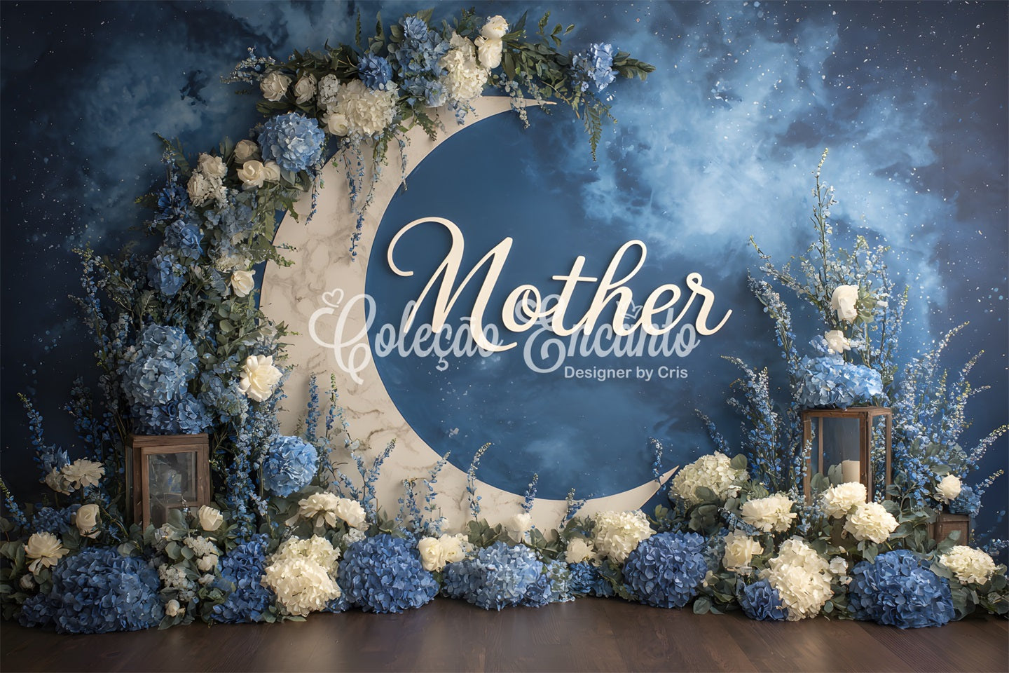 Muttertags-Hintergründe Blauer Blumenmondbogen Happy Mothers Day Hintergründe von Magali