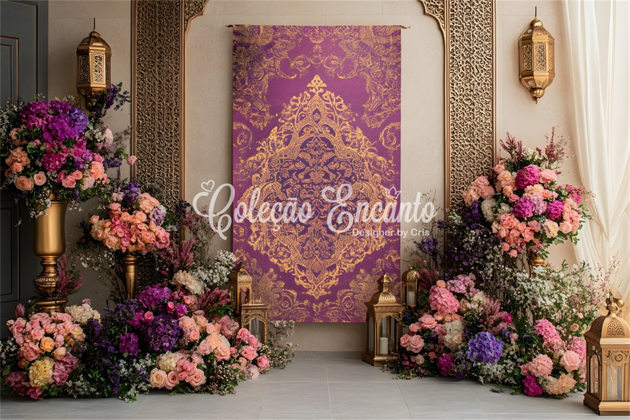 Ideen für Muttertags-Fotohintergründe Lila-goldene Blumen Eleganz Muttertags-Fotohintergründe von Magali