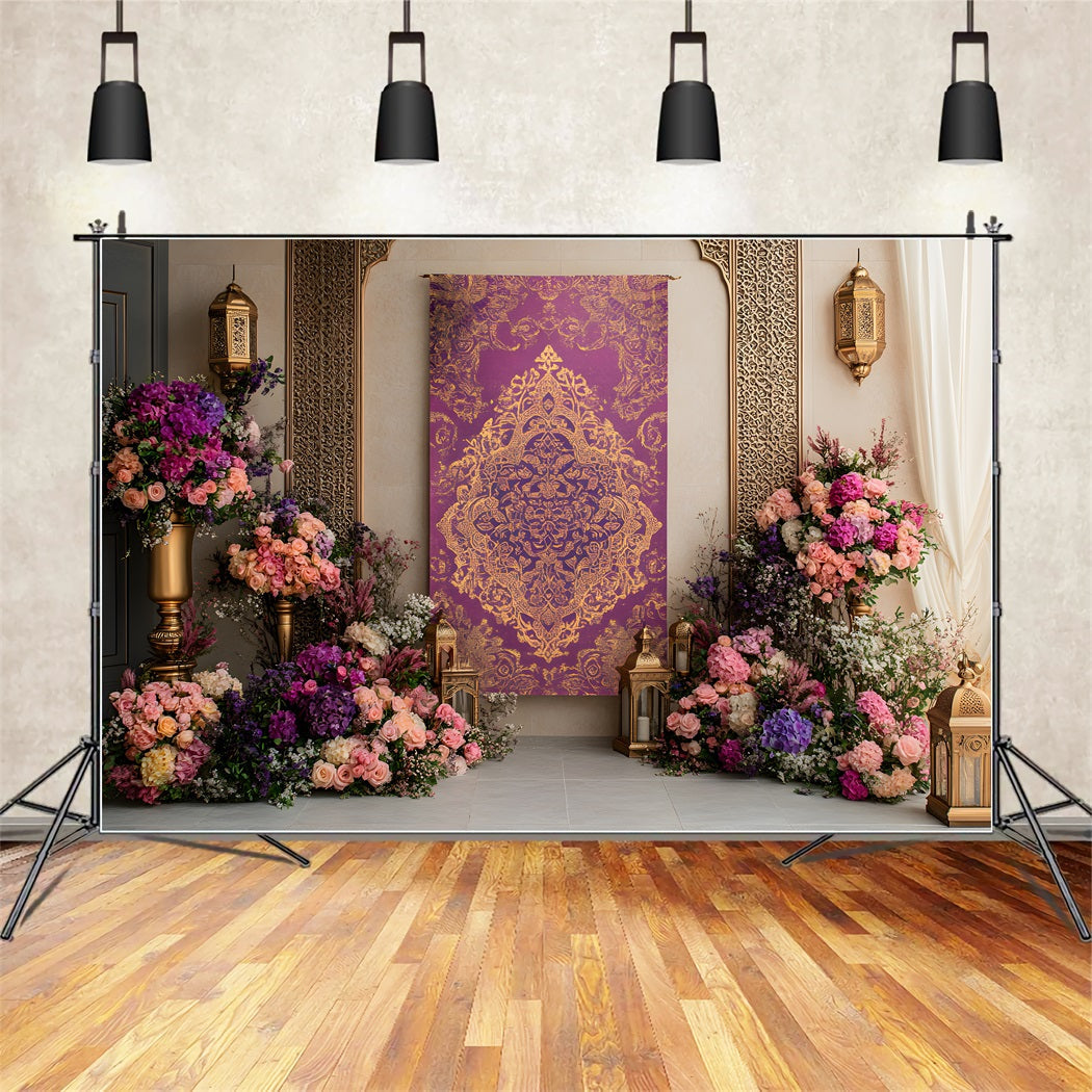 Ideen für Muttertags-Fotohintergründe Lila-goldene Blumen Eleganz Muttertags-Fotohintergründe von Magali