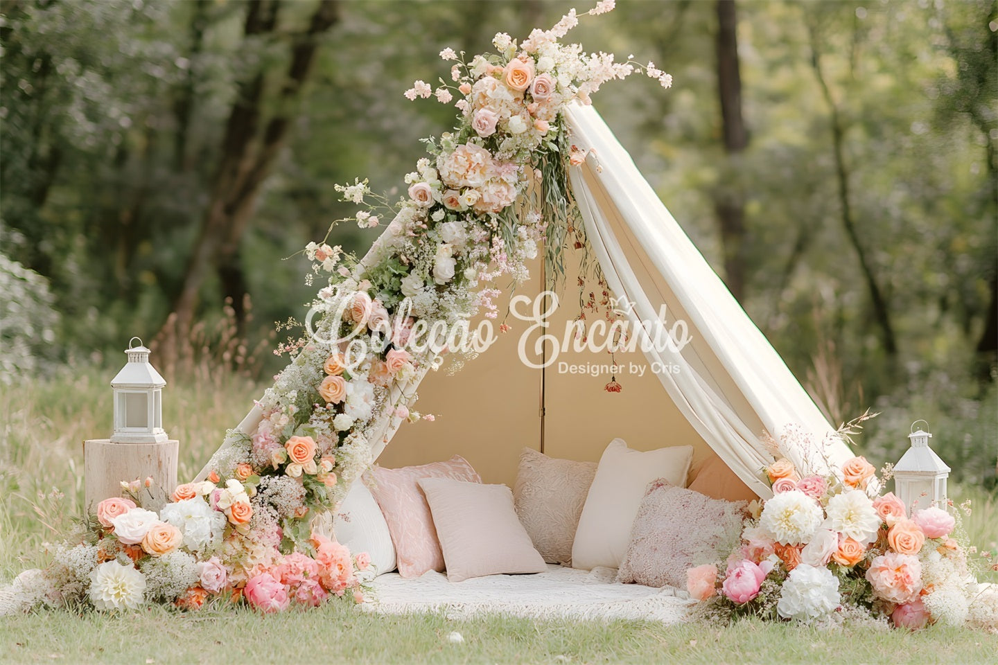 Hintergrund für den Muttertag Blumen-Tipi-Aufbau Muttertags-Fotografie-Hintergründe von Magali