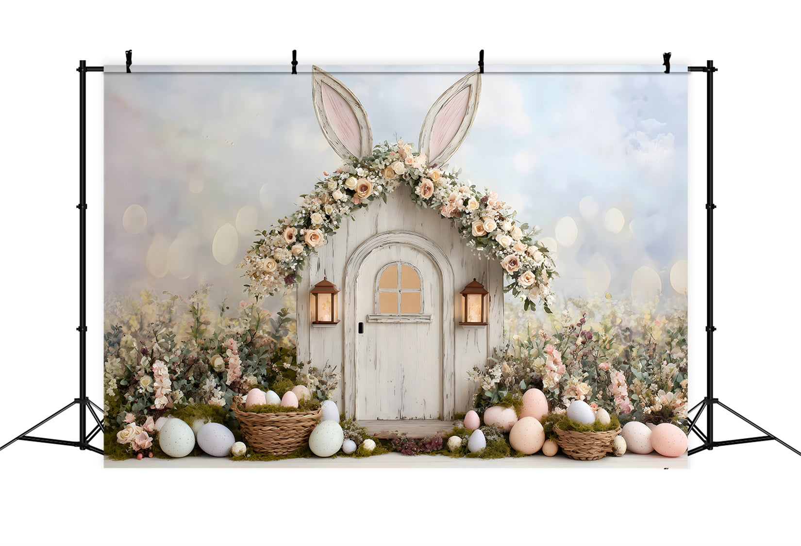 Hintergrund für Eiersuche Ohren Tür Körbe Blumen Einfache Oster-Hintergründe von Magali