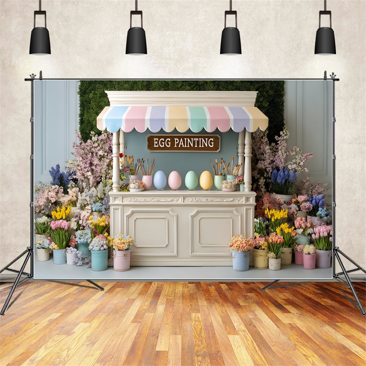 Oster-Narzissen-Hintergrund Eierbemalung Blumenstand-Hintergrund für Osterbilder von Magali