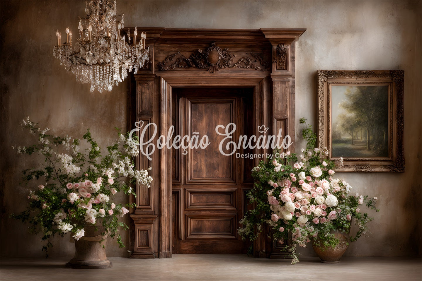 Fotohintergrund für den Muttertag Rustikale Holztür Blumenkaskade Hintergründe für den Muttertag Von Magali