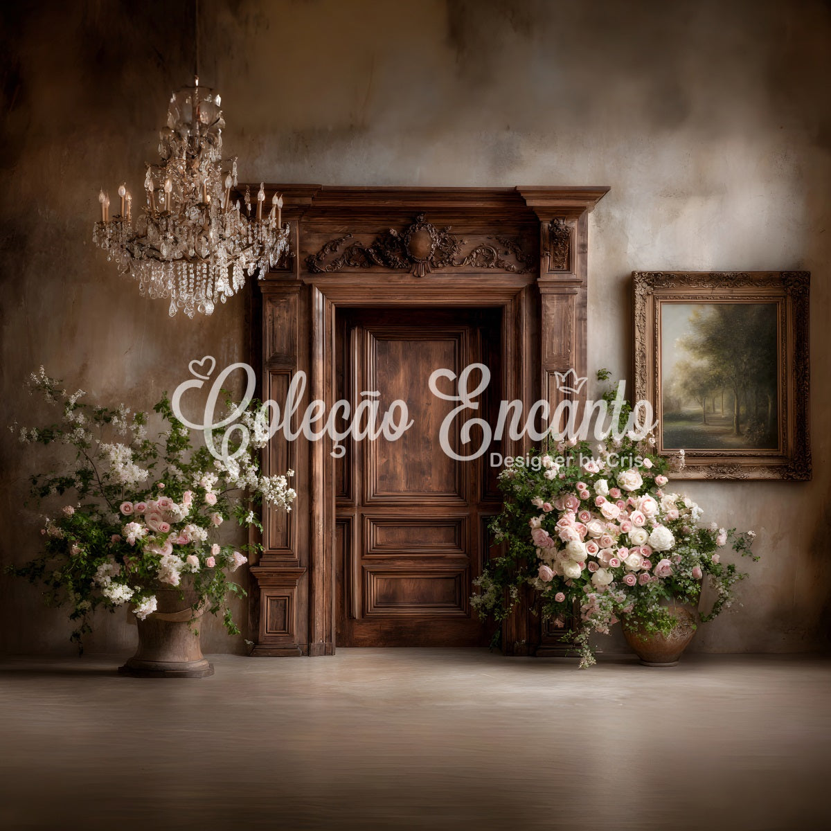 Fotohintergrund für den Muttertag Rustikale Holztür Blumenkaskade Hintergründe für den Muttertag Von Magali