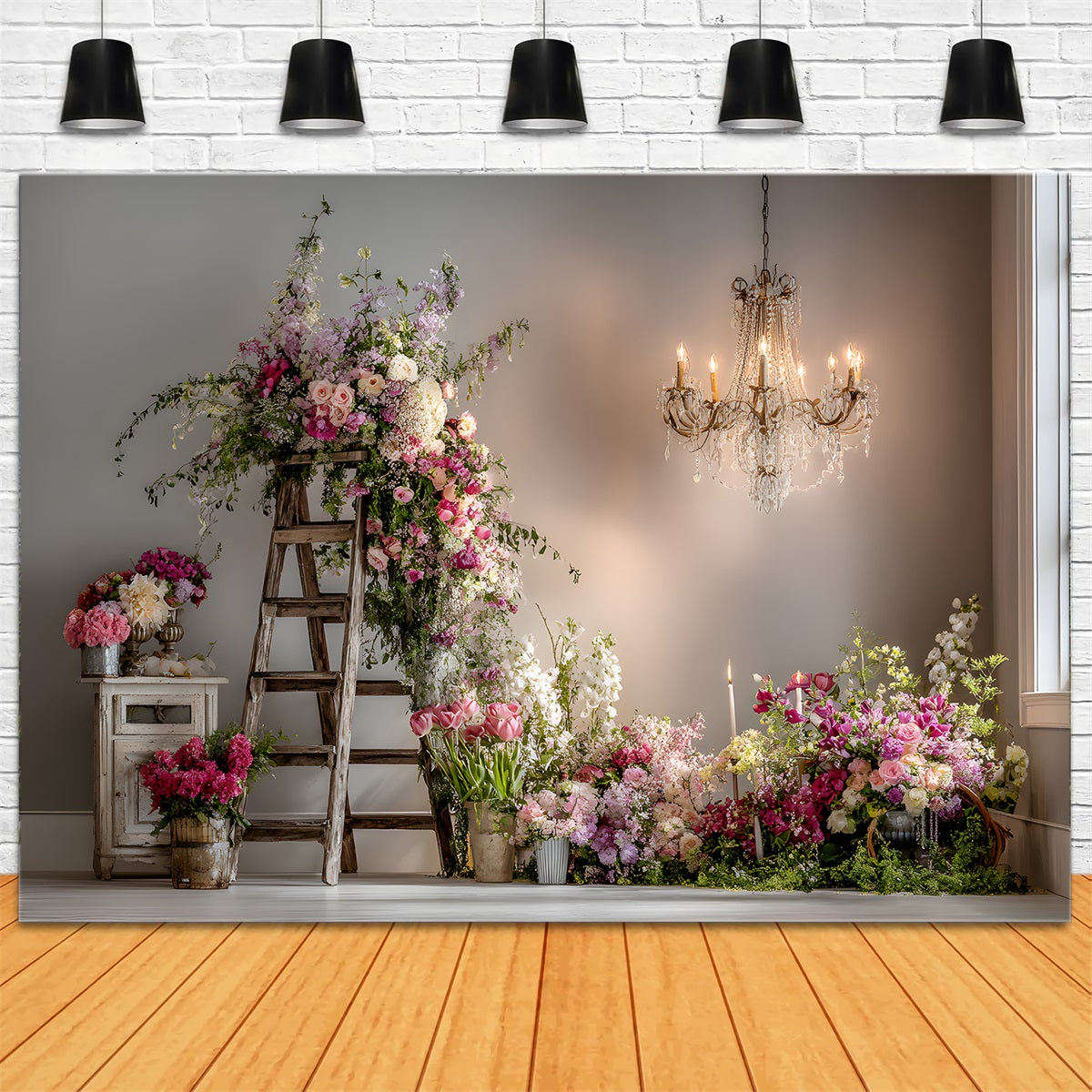 Hintergründe zum Muttertag Rustikale Blumenleiterarrangements Fotohintergrund zum Muttertag von Magali