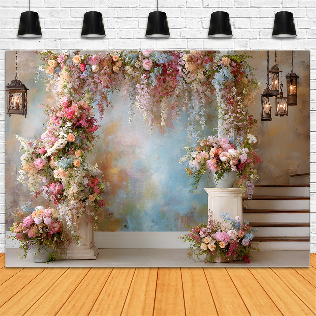 Ideen für Muttertags-Hintergründe Blumengarten-Treppenhaus-Eingang Fotohintergründe für den Muttertag von Magali