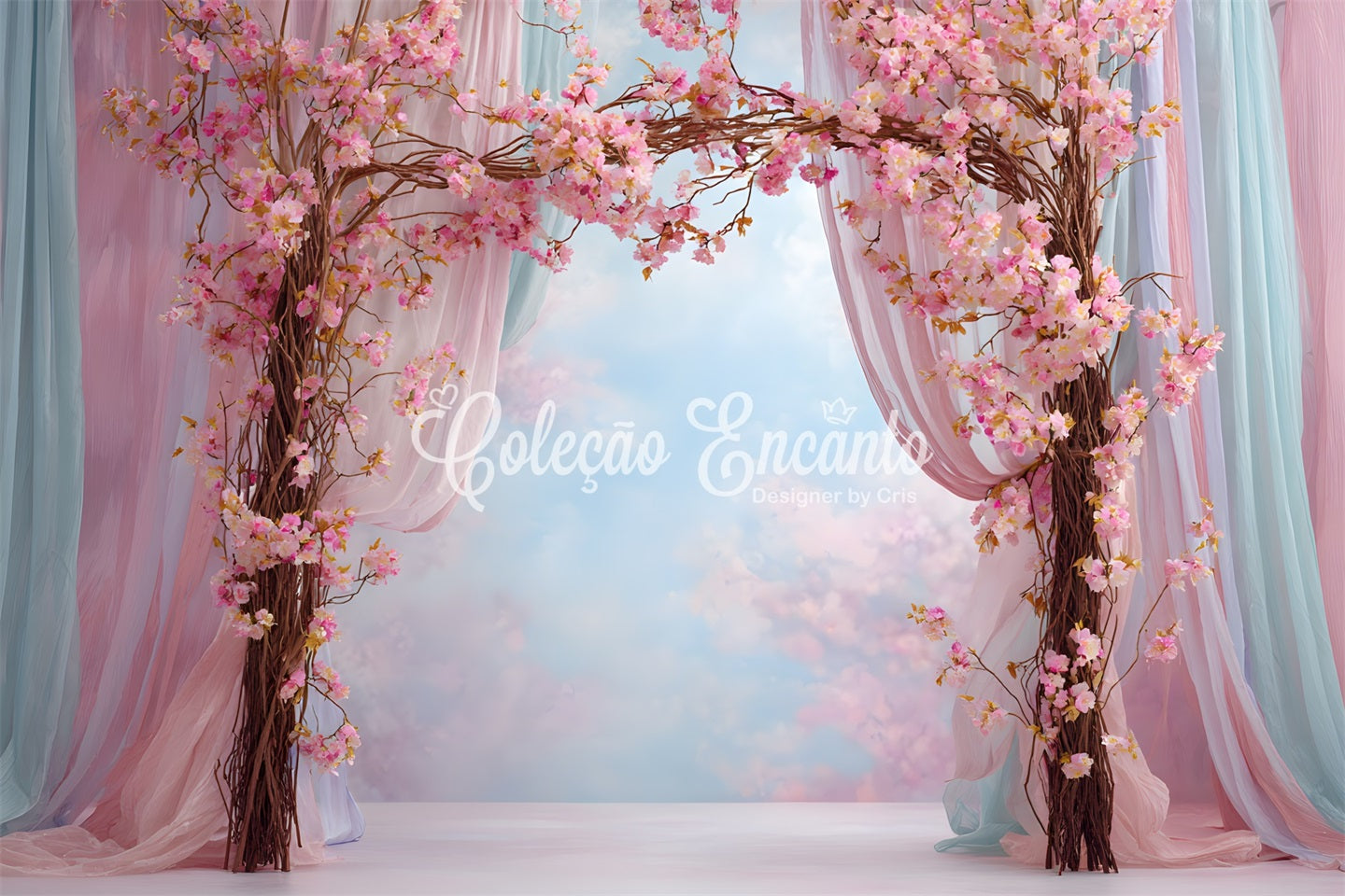 Hintergrund für den Muttertag Rosa Blütenbogen-Vorhang Ideen für Fotohintergründe zum Muttertag von Magali