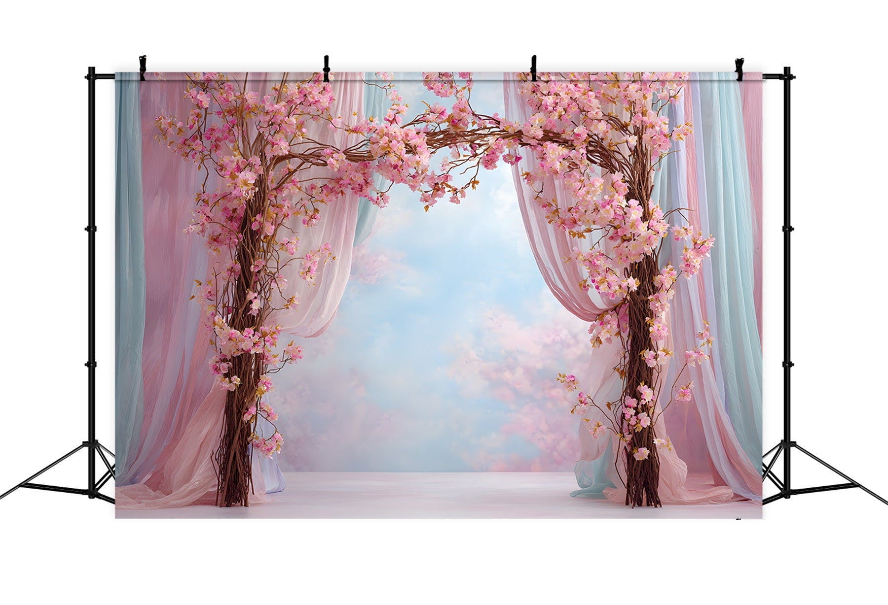 Hintergrund für den Muttertag Rosa Blütenbogen-Vorhang Ideen für Fotohintergründe zum Muttertag von Magali